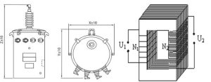 Bản vẽ minh họa tổng quan máy biến áp một pha và cuộn dây